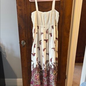 NWT Grace Elements White and Pink Paisley Maxi Dress Size 3X